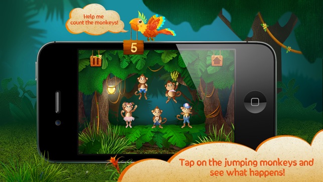 Kids Apps ∙ 5 Little Monkeys jumping on the bed. Interactive(圖2)-速報App