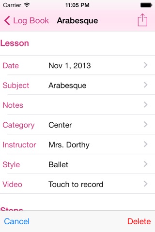 Dance Journal screenshot 2