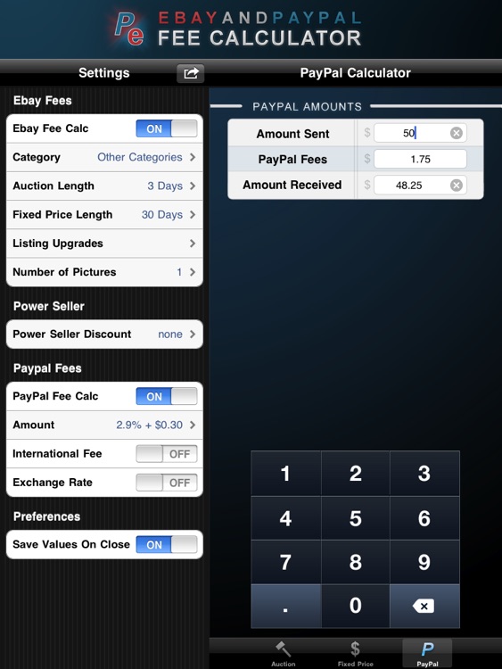 Fee Calculator HD for Ebay & PayPal screenshot-3
