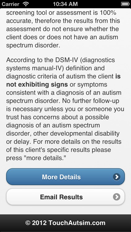 Autism Assessment - A questionnaire for the signs and symptoms of autism spectrum disorders screenshot-4