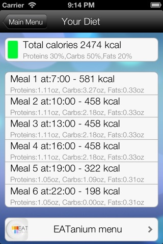 EATanium - Daily Meal Planner for Weight Loss Diet and Muscle Gain screenshot 3