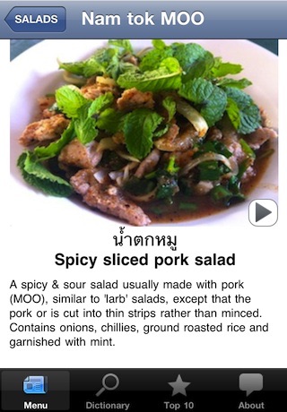 Thai Talking Food Menu Lite