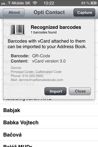 OptiContact - Contact barcode creator and scanner screenshot 3