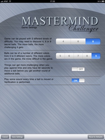 MasterMind Challenger for iPAD screenshot 4