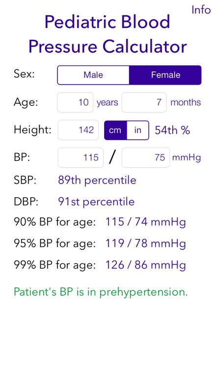 Pediatric BP Calculator