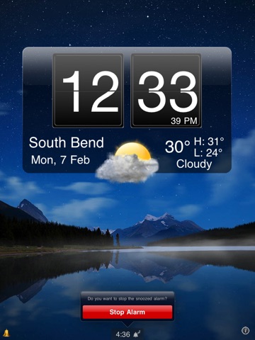 Nightstand Central for iPad Free - Alarm Clock with Weather and Photo Wallpapers screenshot 2