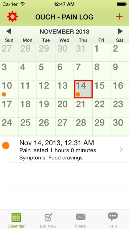 Ouch - Chronic Pain Log, Migraine Diary