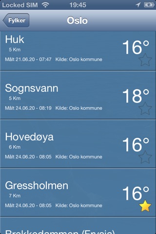 Badetemperaturer i Norge screenshot 2