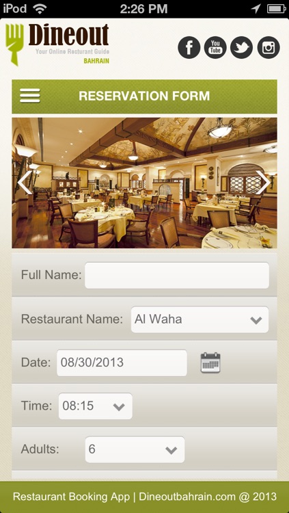 DineOutBahrain  Restaurant App