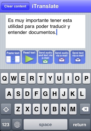 iTranslate with Text to Speech English to Spanish