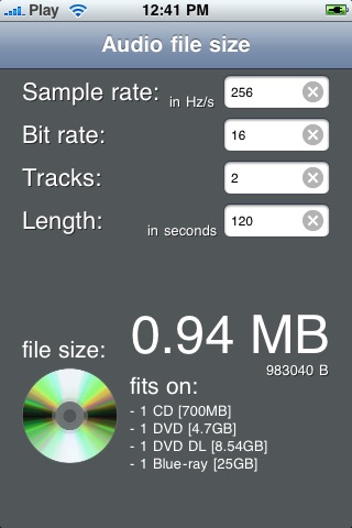 Audio file size screenshot 2