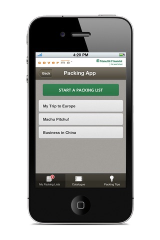 CoverMe™ Packing App By Manulife Financial screenshot 2