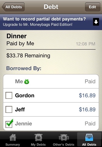 Mr. Moneybags IOU Lite screenshot 3