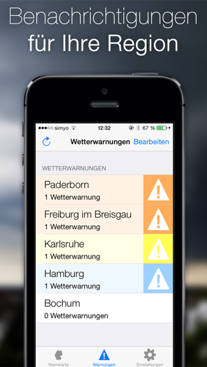 UnwetterWarnung - Alarm bei Gewitter, Schnee, Sturm und Rege(圖2)-速報App