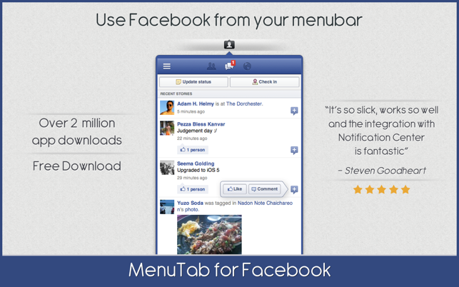 ‎MenuTab for Facebook Screenshot