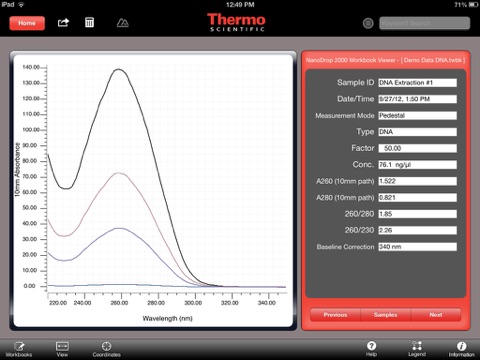 Thermo Scientific NanoDrop User Application screenshot 2