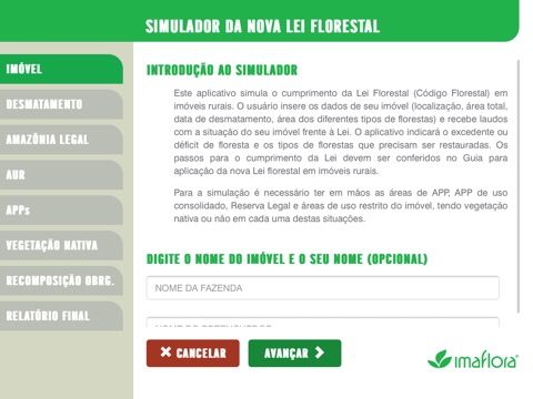 Simulador para o Código Florestal screenshot 4