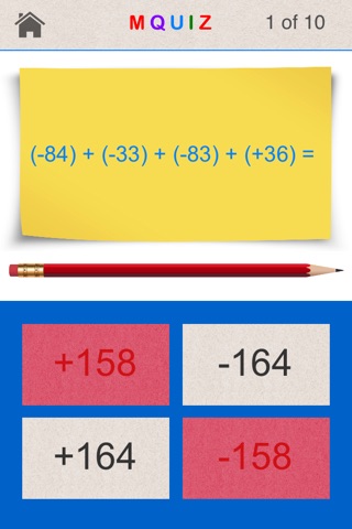 MQuiz Integer Addition - Adding Positive and Negative Integers - Math Quiz screenshot 4