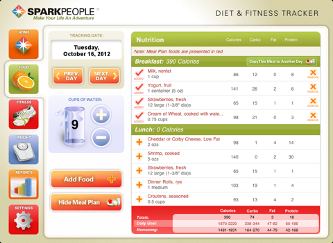 Diet & Fitness Tracker for iPad - SparkPeople screenshot 2