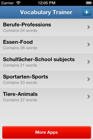 English-German Vocabulary Trainer for Beginners: Animals, School, Sports, Food, Professions and more screenshot 2