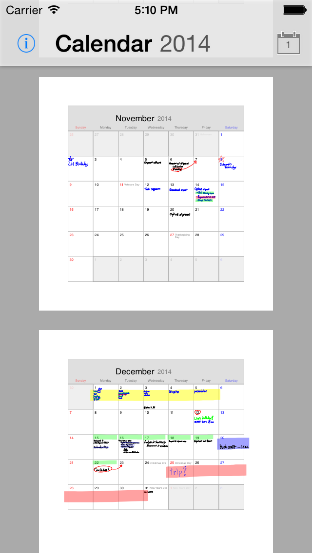 ポリカレンダー 2014 - スケジュールと手書き -のスクリーンショット5 ポリカレンダー 2014 - スケジュールと手書き -のスクリーンショット5