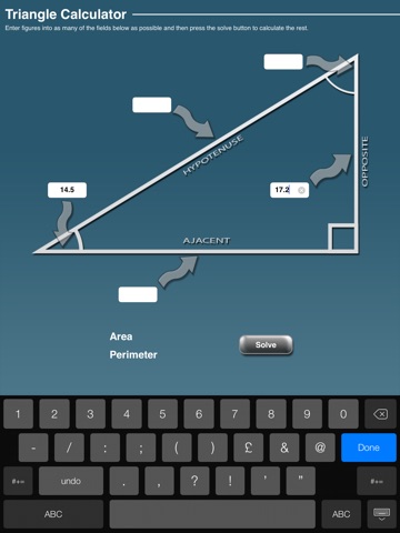 Triangle Calculator for Right Angle Triangles (Trigonometry for iPad) screenshot 2