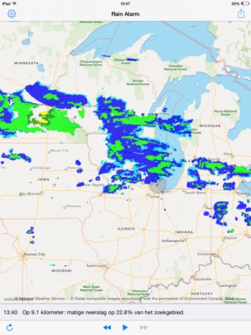 Rain Alarm XL - Rain Alerts and Live Doppler Radar Images screenshot 2