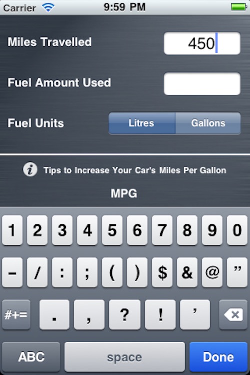 Fuel efficiency calculator