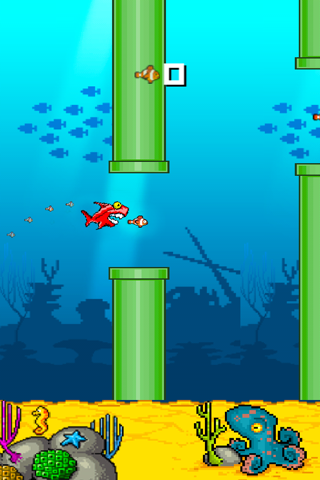 A Flappy Mega Shark FREE: Eats Tiny Bird Fish Adventure screenshot 2