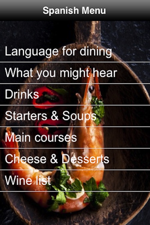 Spanish Menu