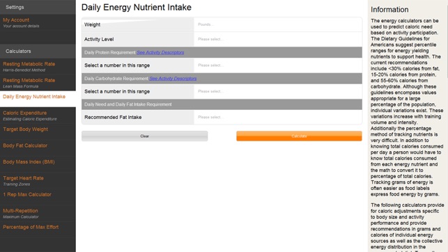 NCSF Personal Trainer Calculators