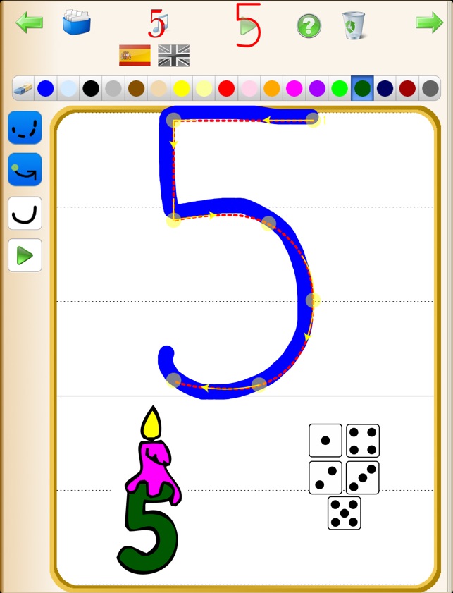 學寫數字從0到9的骰子學會計算和繪圖顏色的樂趣 - 在英語和西班牙語的聲音 -(圖4)-速報App