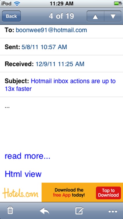 Windows Live Hotmail PUSH emails for iPhone & iPad screenshot-3