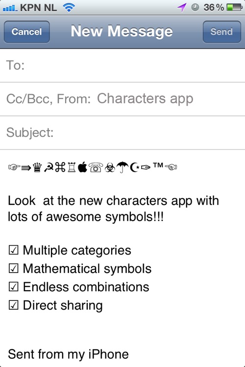 Characters 2012 - extra symbols, emoji and ascii chars screenshot-3