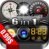 GPS Dragon 6 in 1 (1.Trip Pages, 2.Speedometer +, 3.Alarm Clock, 4.Compass, Flashlight, Speedometer, Altimeter, Course, 5.Weather Compass, 6.Compass  Pro)
