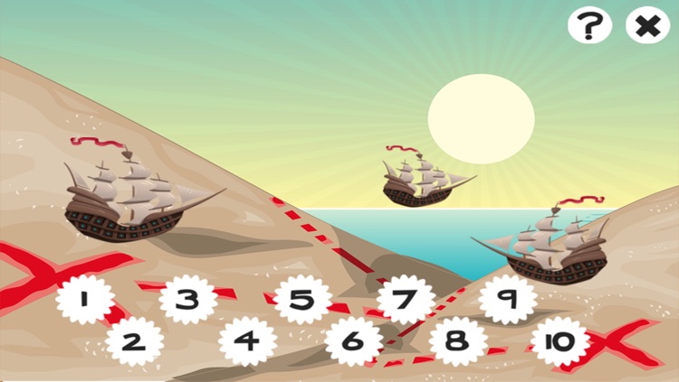 Pirate counting game for children: Learn to count the numbers 1-10 with the pirates of the ocean