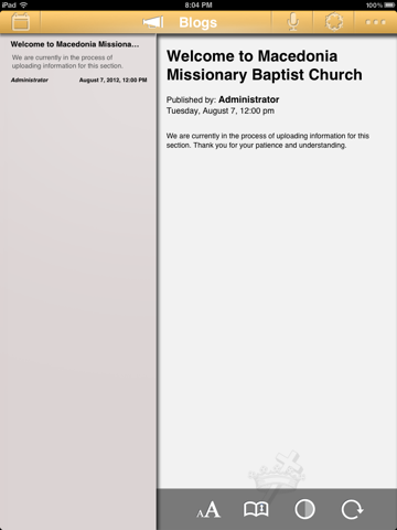 Macedonia Missionary Baptist Church app iPad edition screenshot 3