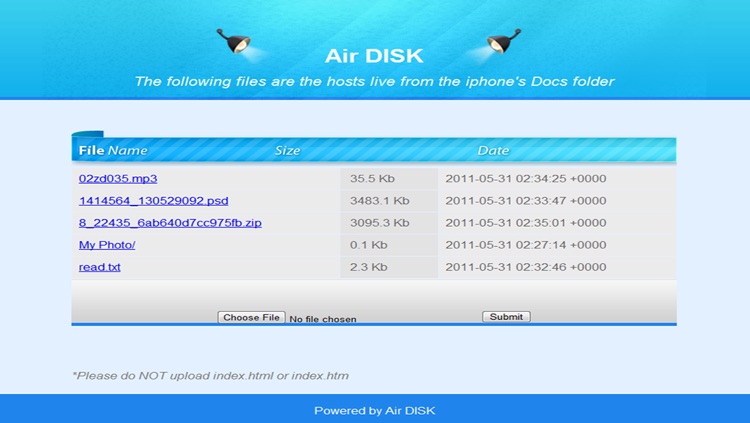 Air Disk Free - Wireless HTTP File Sharing