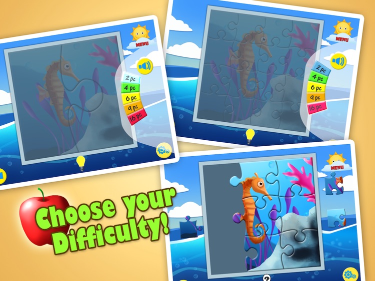 Ocean Jigsaw Puzzle 123 for iPad - Word Learning Puzzle Game for Kids