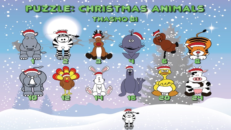 Puzzle: Christmas animals for toddlers