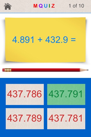 Adding Decimals MQuiz - Math Quiz and Practice for Elementary, Middle and High School Education screenshot 4