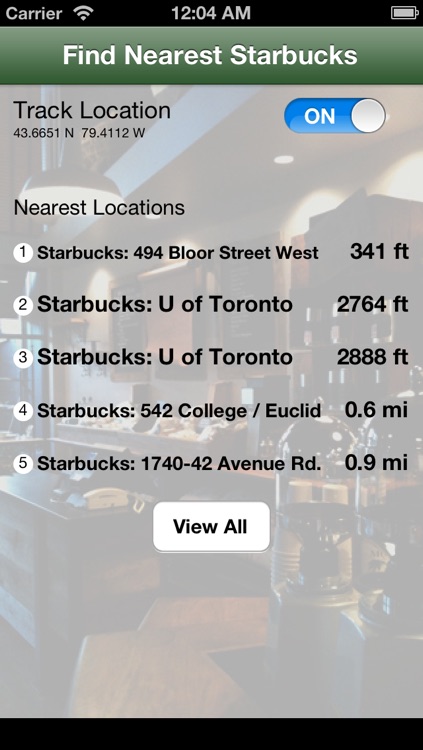 Find Nearest Starbucks