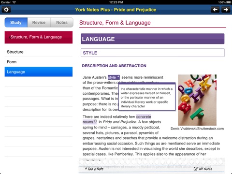 Pride and Prejudice York Notes AS and A2 for iPad screenshot 2
