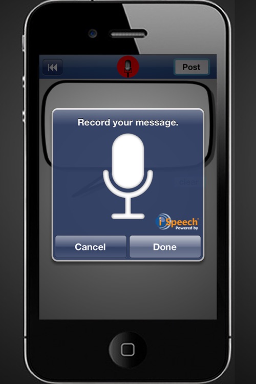SocialSpeech: Speech-to-Text and Voice Recognition for Facebook Status Updates and Twitter Tweets screenshot-3