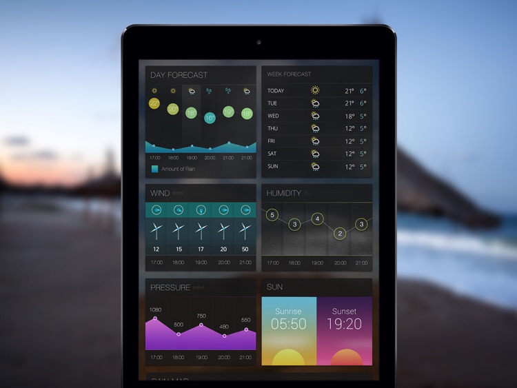 Weather palette for iPad - Detailed free daily / weekly live forecast