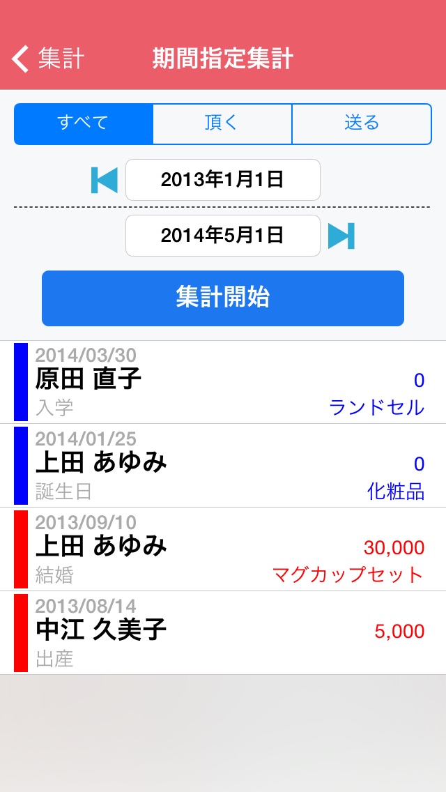 お付き合い簿 - いつでもどこでも一括管理... screenshot1