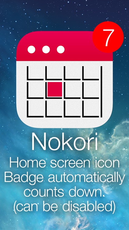 Nokori - The number of left days for the event.