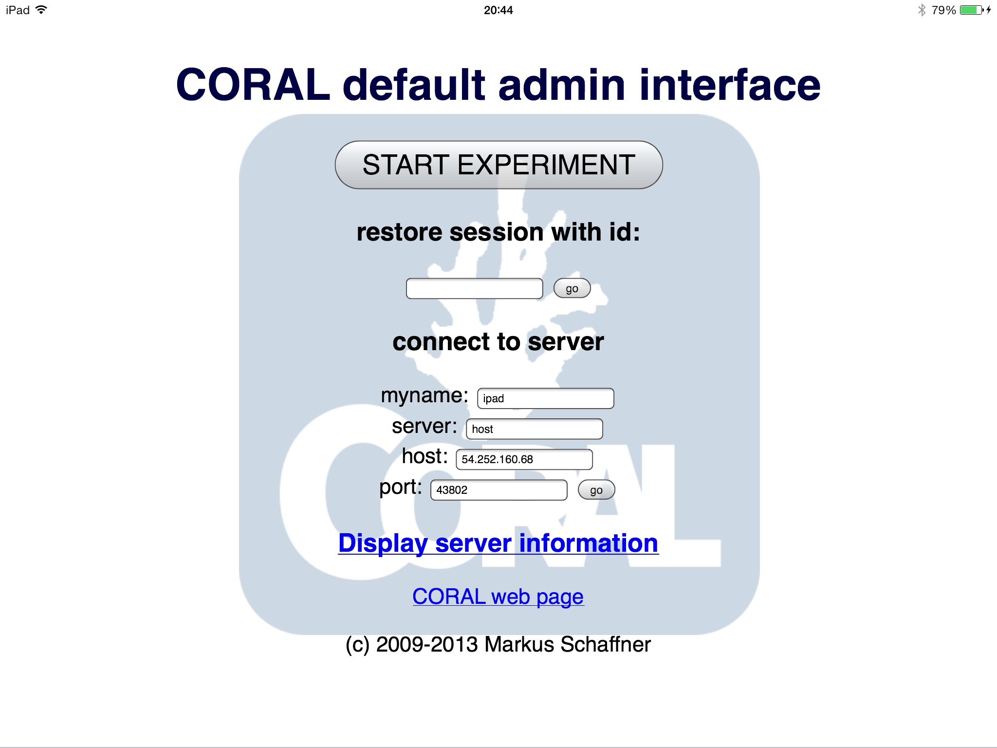 CORAL Client App screenshot 2