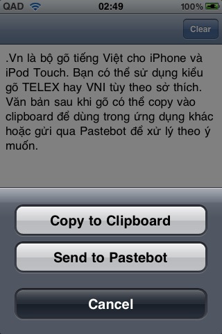 .Vn - Bộ gõ tiếng Việt cho iPhone/iPod Touch/iPad screenshot 2