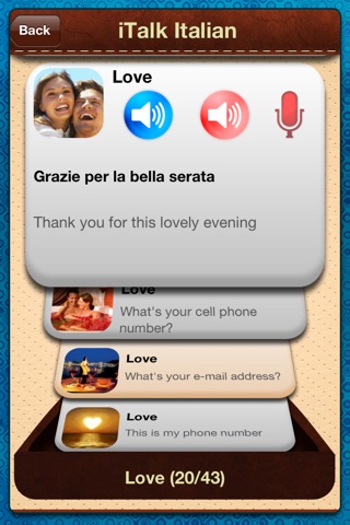 iTalk Italian conversational: record and play, learn to speak fast, vocabulary expressions and tests for english speakers screenshot 3